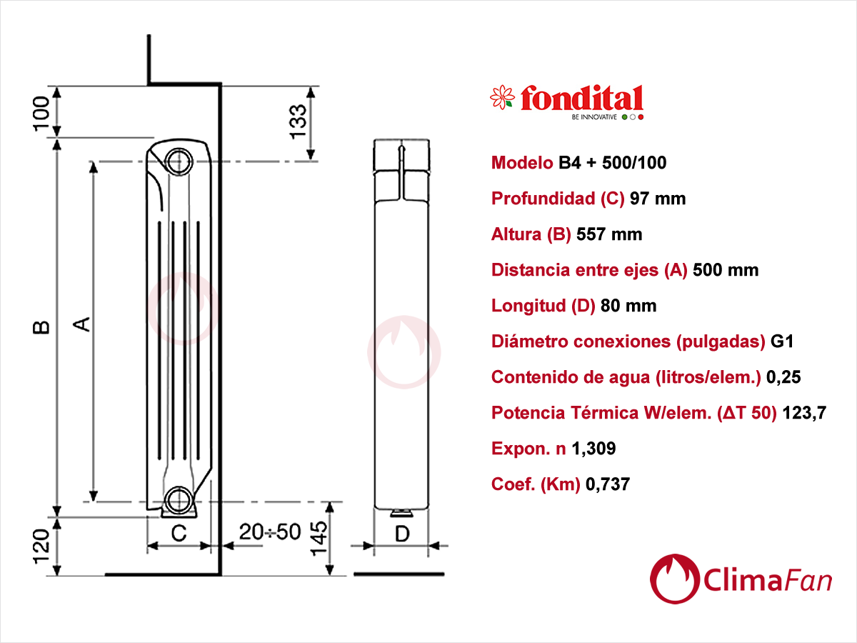 Radiador Fondital Calidor B4+ 500
